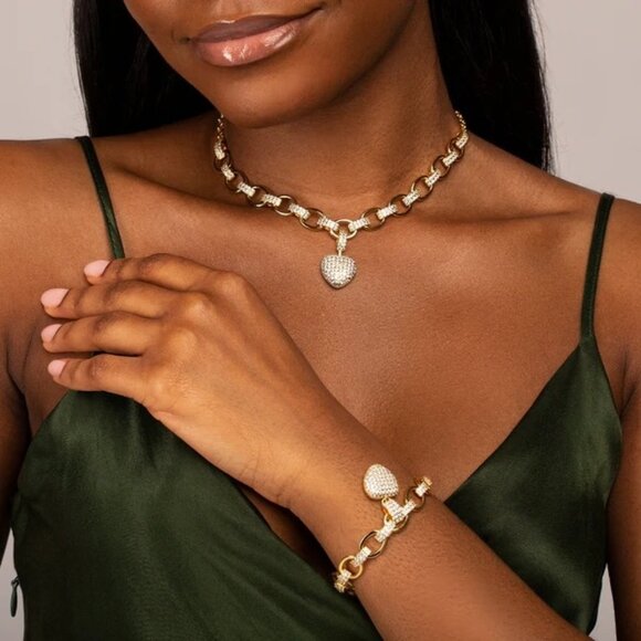 Verano Hill Jewelry - Verano Hill Heart Pendant Necklace & Bracelet Set – Gold – NWOT